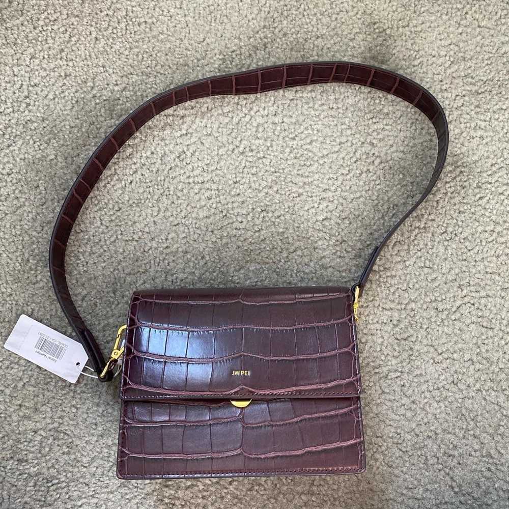 JW Pei Mini Flap Crossbody - Brown Croc